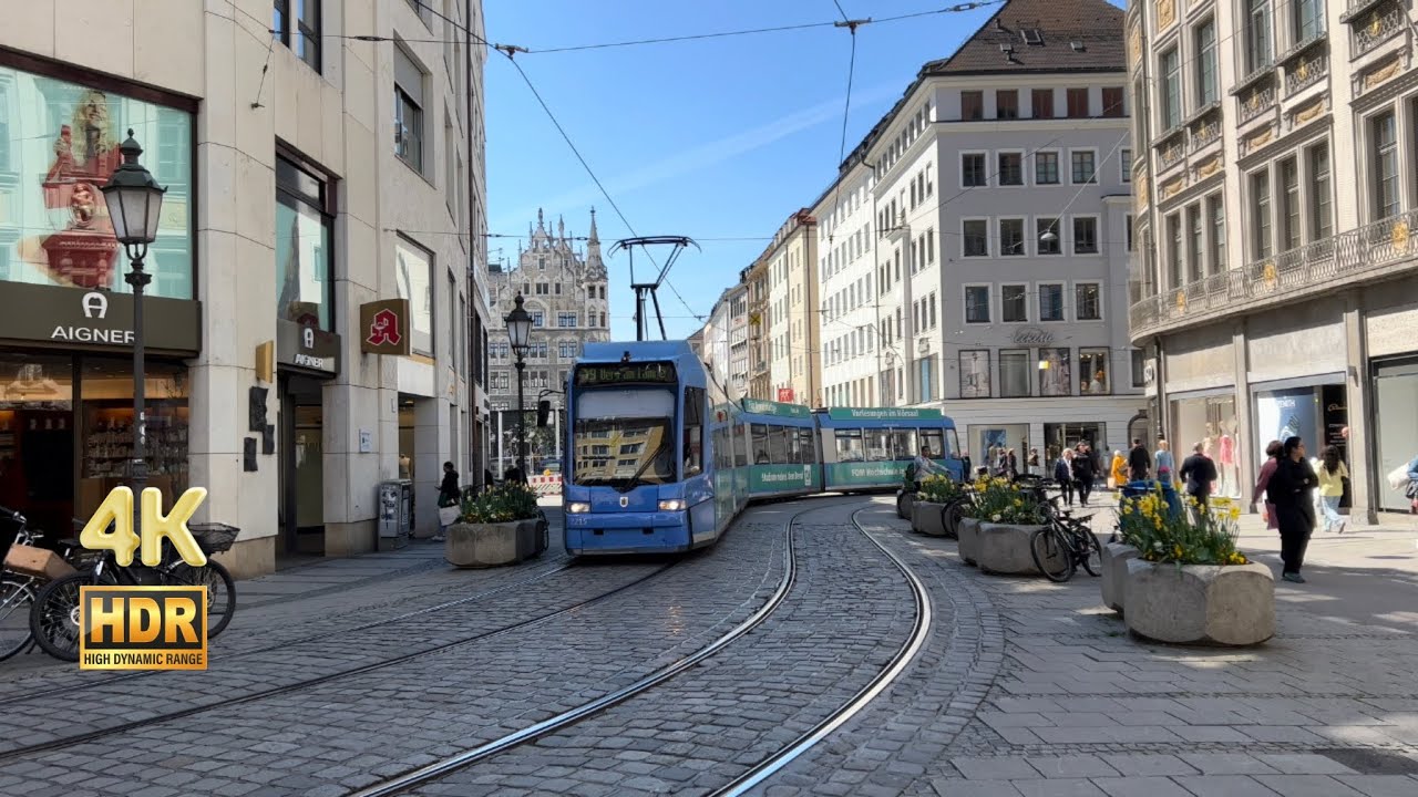Sunny Munich Walking Tour around Old Town (Altstadt) - 4K HDR
