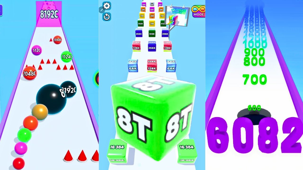 Jelly Run 2048 🍬 vs Number Ball Blend Challenge 🔢 vs Hole Number Run 🌀 | 8T vs 8192C Wall vs 6.6K