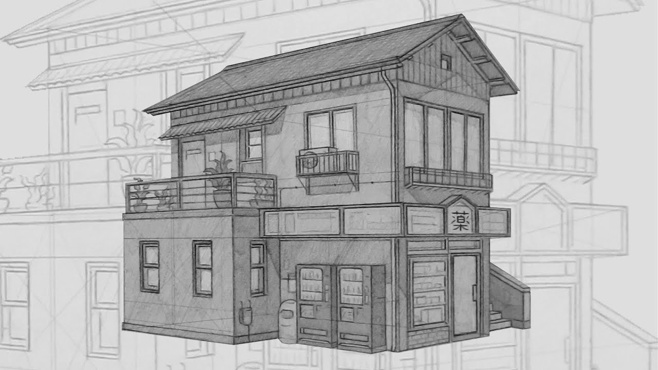 How To Draw a Japanese Building In Perspective - Tutorial