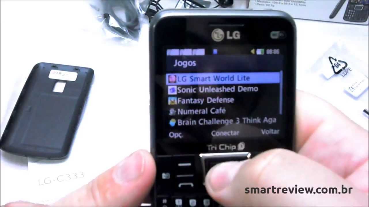 Unboxing feature phone LG Tri Chip C333 em português do Brasil