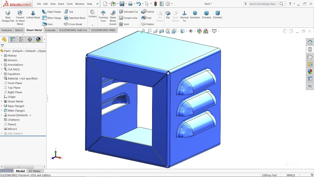 Solidworks tutorial | Sheet Metal box using Louver tool in Solidworks