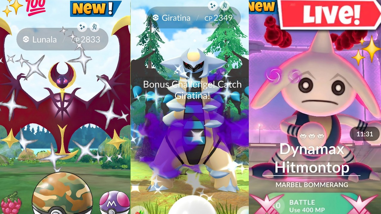Hunting✨️Shiny Dyanamx Hitmontop & Lunala Max Monday Raid Pokemon Go