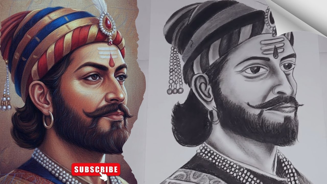 Chhatrapati Shivaji Maharaj Realistic Drawing Portrait Sketch & Shading Process