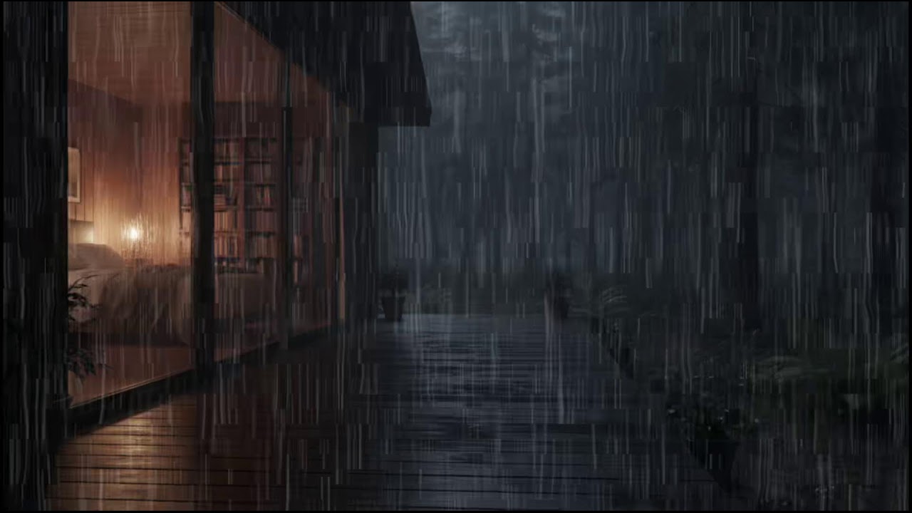 Rainy Night in a Forest Cabin 🌲 | Soft rain ambience with steady rain sounds for deep relaxation