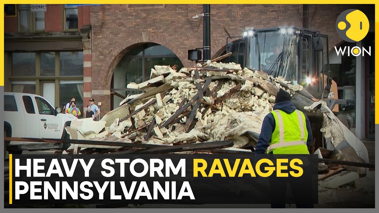 US Storms: Heavy Rains Flood Roads, Submerge Cars in Pennsylvania | WION News