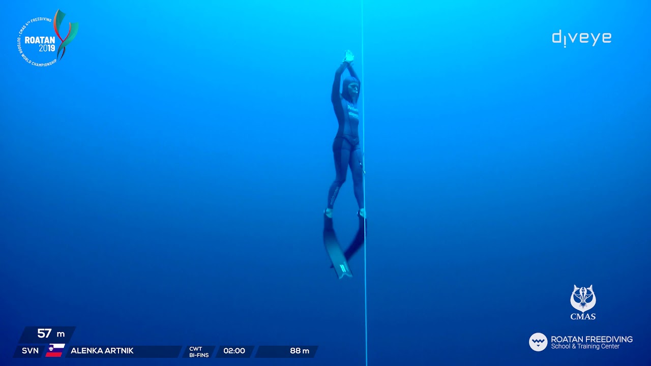 Alenka - Day 3 Bifins - CMAS 4th Freediving Outdoor World Championship - Roatan 2019