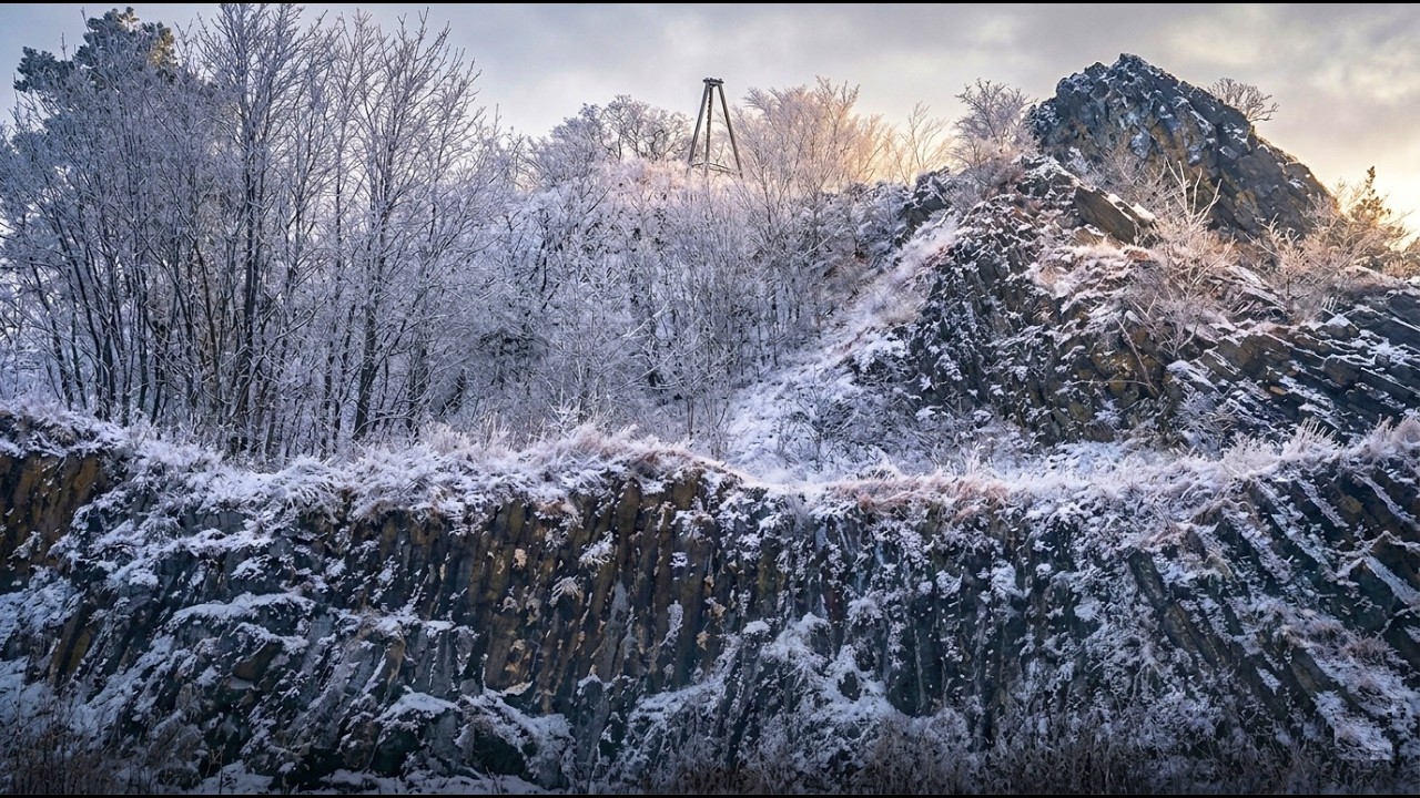 Czartowska Skała w zimowej aurze - Devil's Rock in winter , 468m.a.s.l - Powiat Jawor