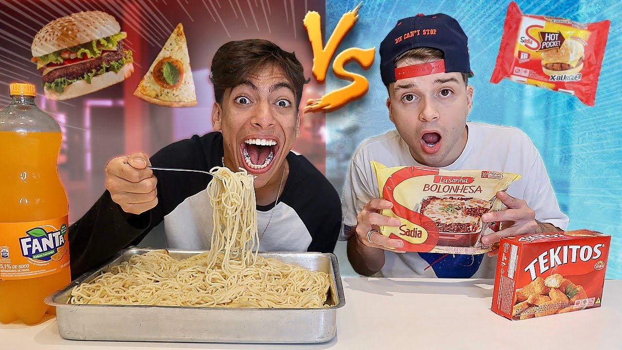 24 HORAS só COMENDO COMIDA CONGELADA vs COMIDA NORMAL (ft. Painzeiro)