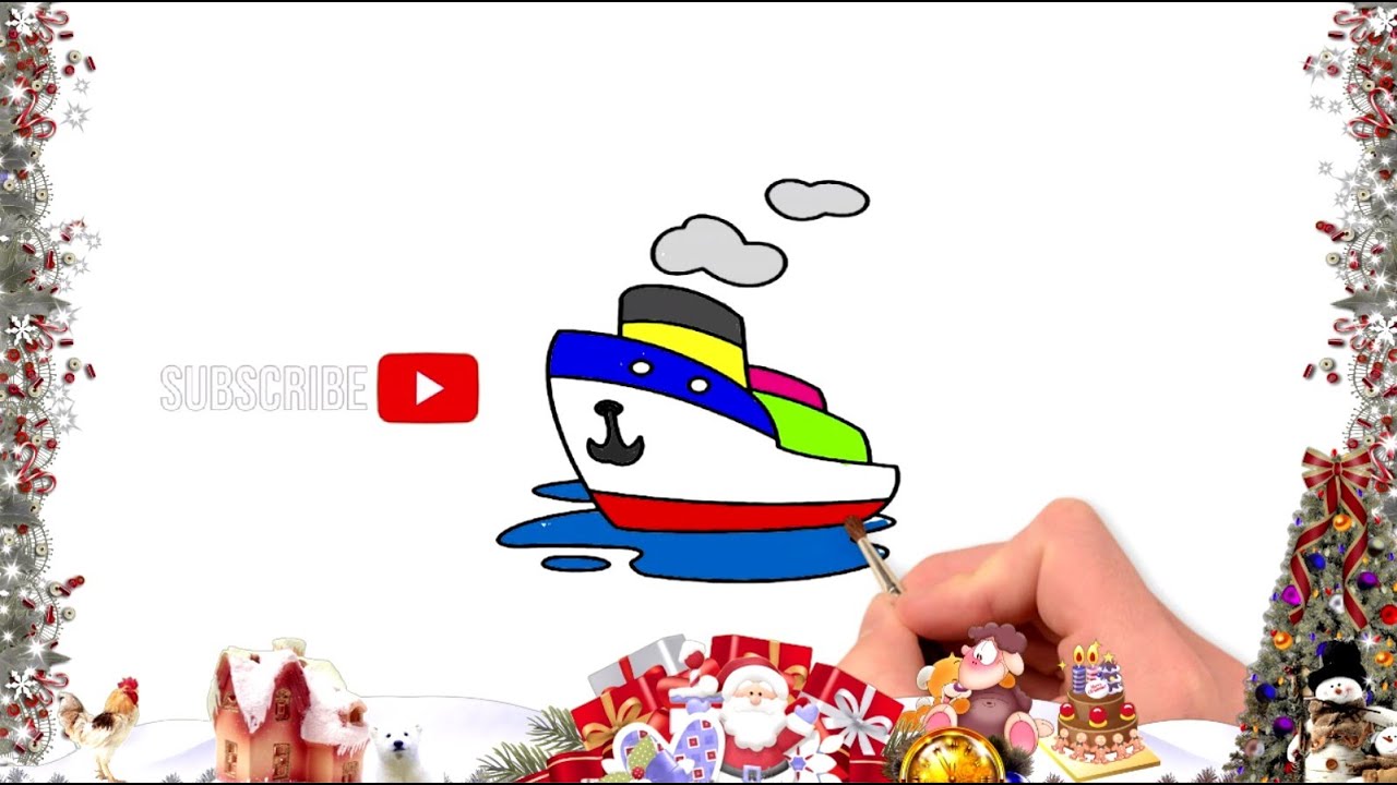 How to draw and a small ship | Как нарисовать и раскрасить корабль
