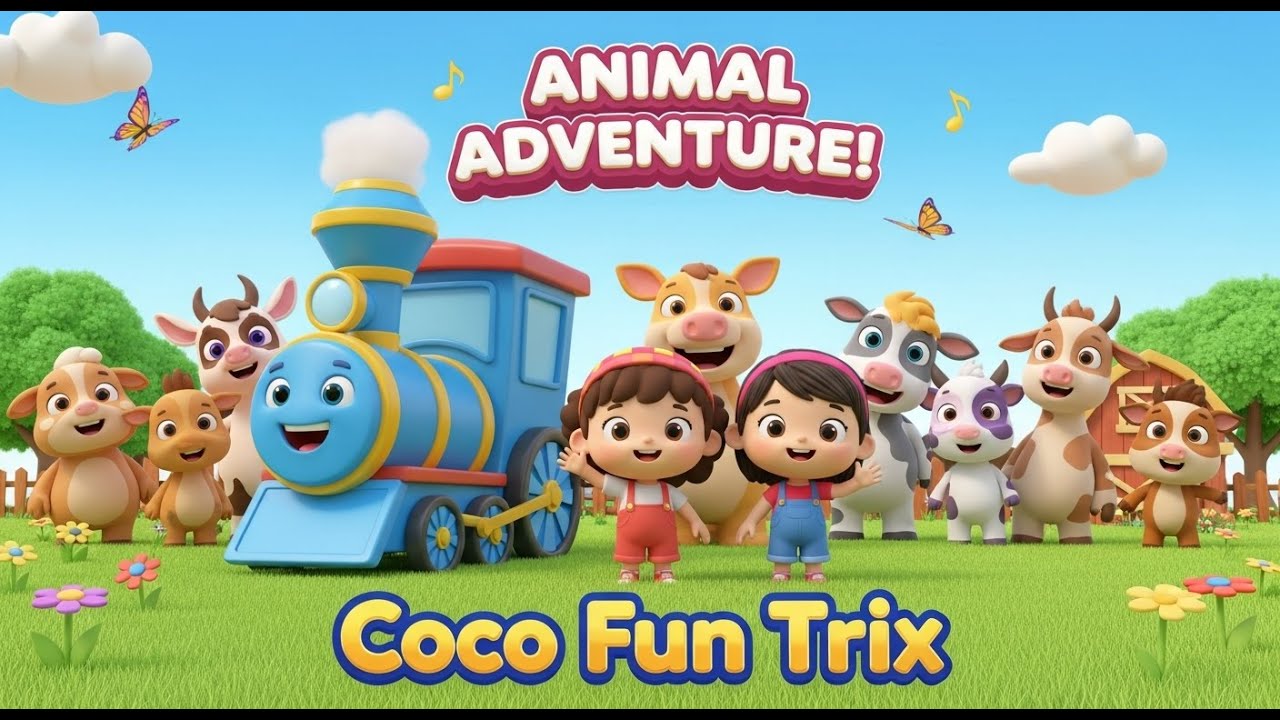 Happy Train & Baby Animals | Fun Farm Adventure for Kids | 3D Cartoon | Coco Fun Trix