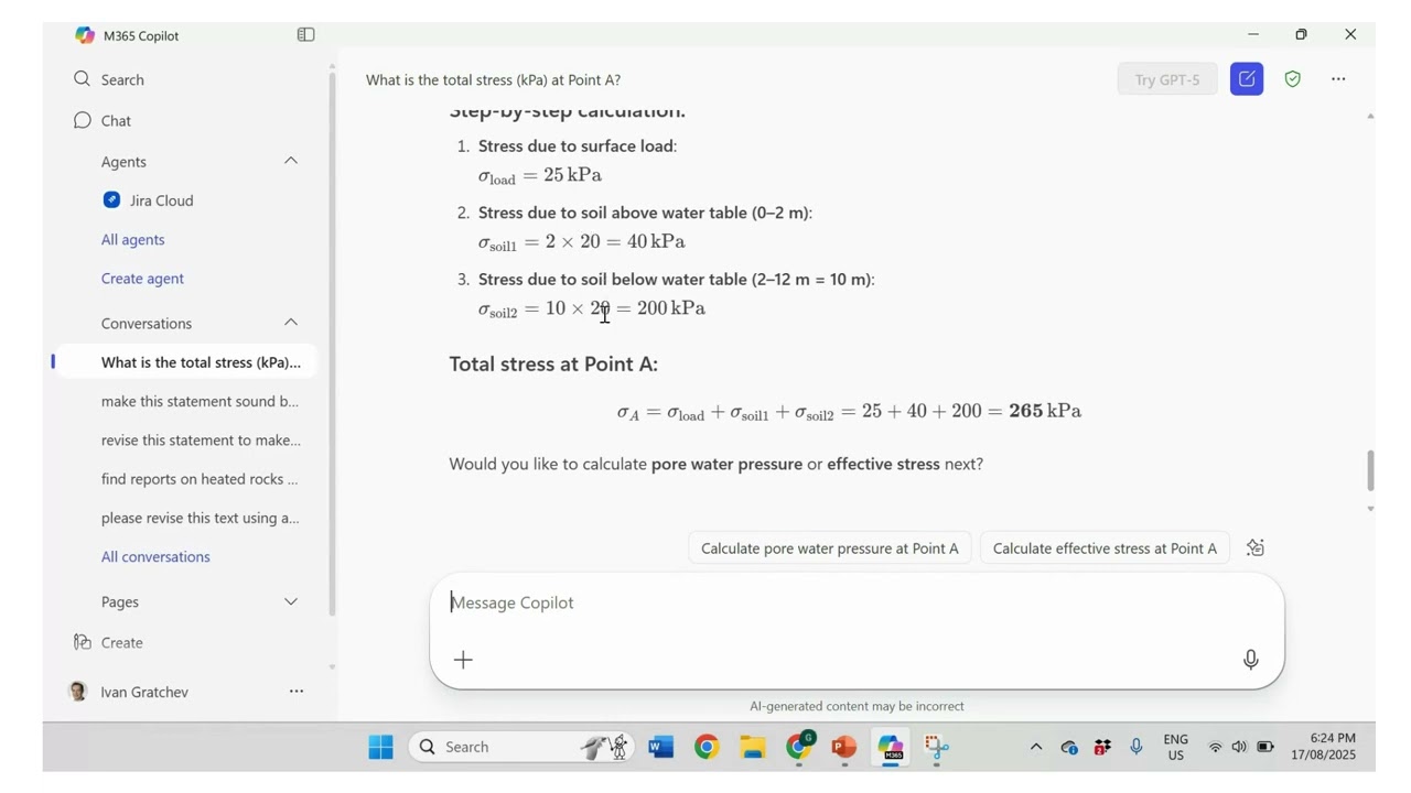 Using AI to Calculate Stresses in Soil Mass | Copilot makes only One Mistake  #soilmechanics