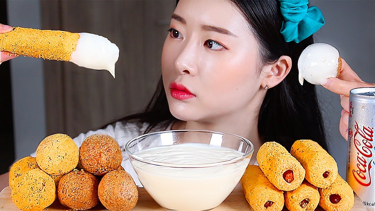 Сырный шарик Сыр хот-дог ASMR Mukbang Eating Show