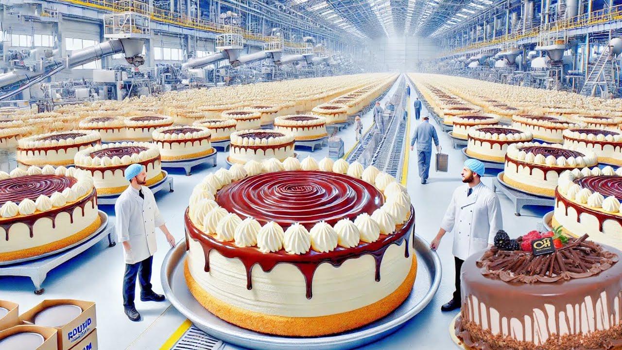 Wie Millionen von Kuchen in einer Fabrik hergestellt werden | Automatischer Kuchenfabrikprozess