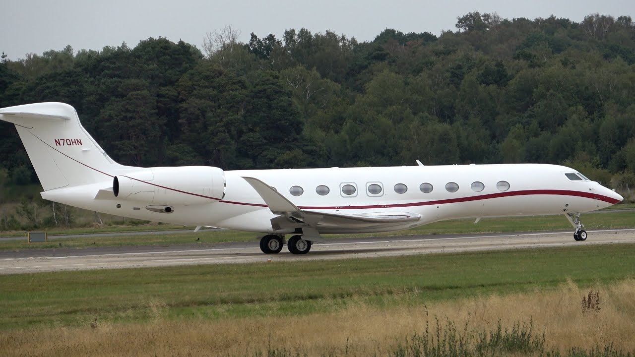 BEAUTIFUL! Gulfstream G700 N70HN.  Farnborough Departure. 16 August 2025. #gulfstream #businessjet