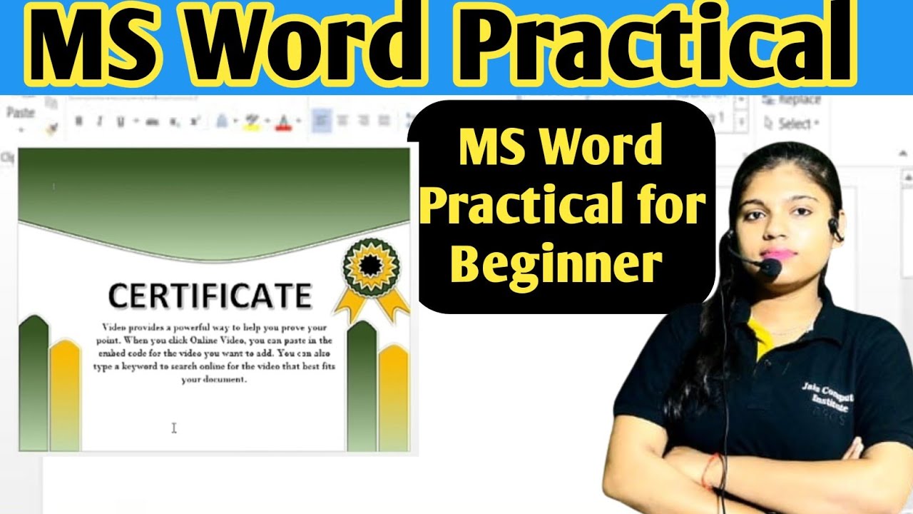 MS Word Practical | Certificate Design Step by Step | Beginner to Advanced | Hindi