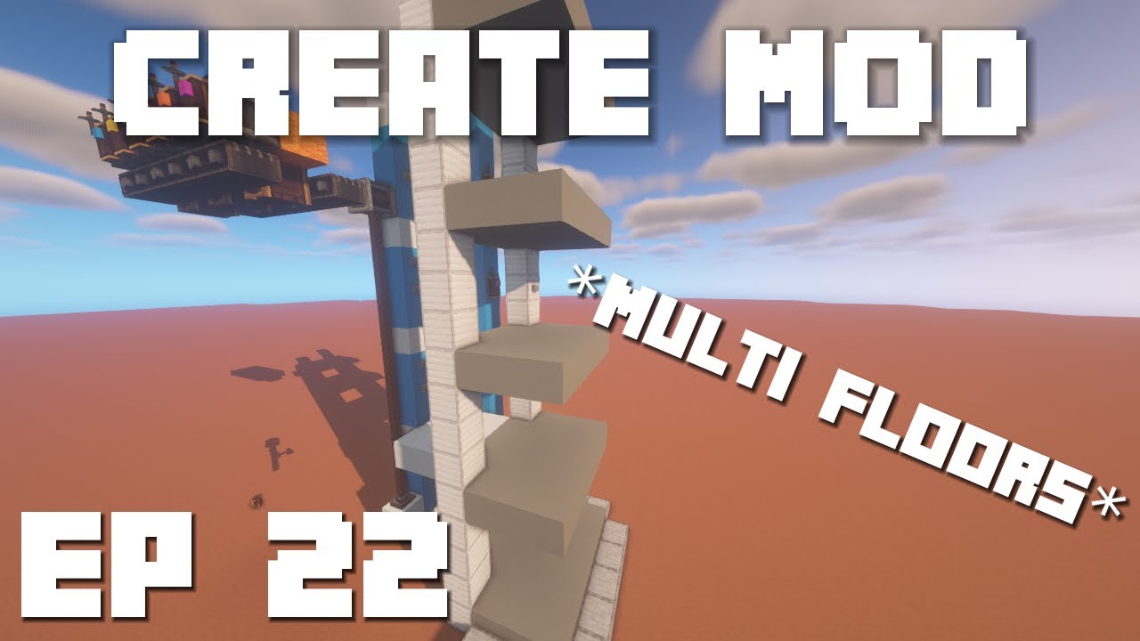 Minecraft Create Mod Tutorial - How to Make a Multi Floor Elevator Ep 22