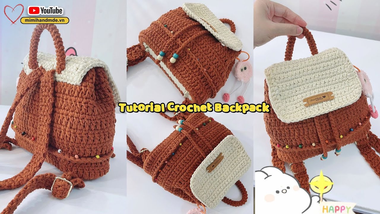 Tutorial Crochet Backback 🎒Hướng Dẫn Móc Balo Đơn Giản, Dễ Dàng Và Rất Đẹp | Mimi Handmade