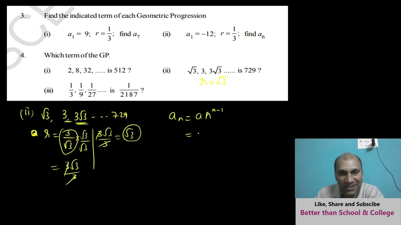 Progression exe 6.5 TS/AP  nth term of Geometric Progression  General Form of Geometric Progression