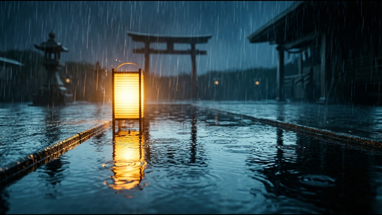 🔴 8 Hours LIVE Heavy Rain Flooded Torii Gate | Deep Sleep No Music