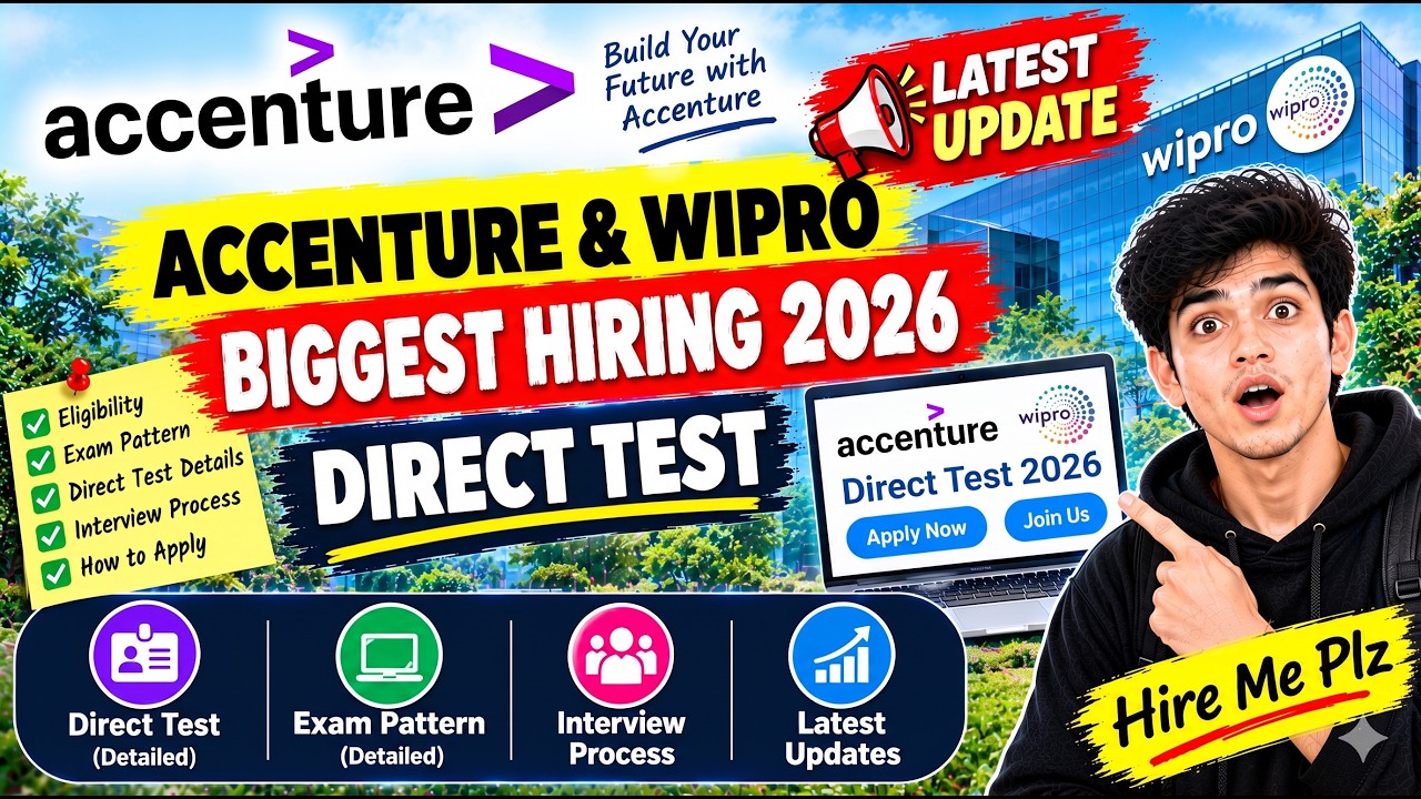 🥵Accenture & Wipro Biggest Hiring 2026 | Direct Test Hiring 2026 | hire me plz