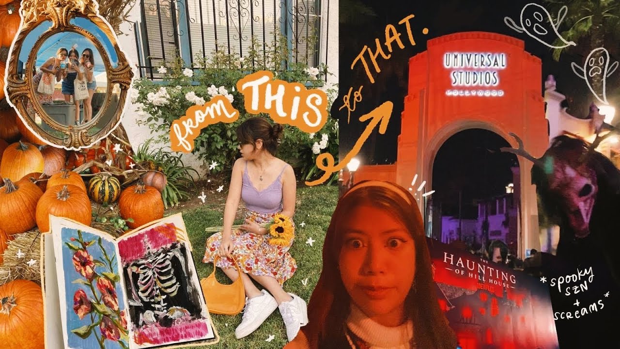 ART VLOG 🎃 but also HALLOWEEN horror nights + paint with me