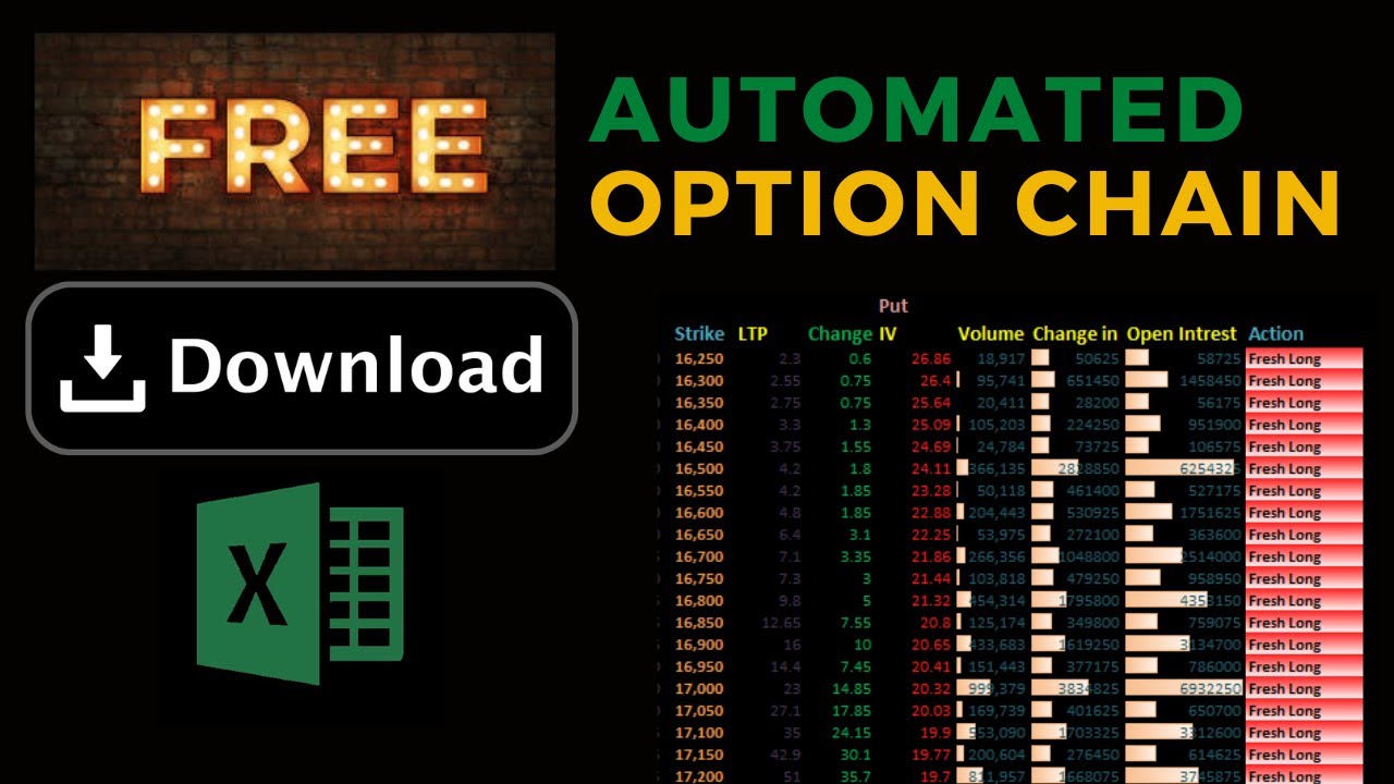 Free Option Chain Excel file | How to Get option chain data in Excel  | Automated Excel