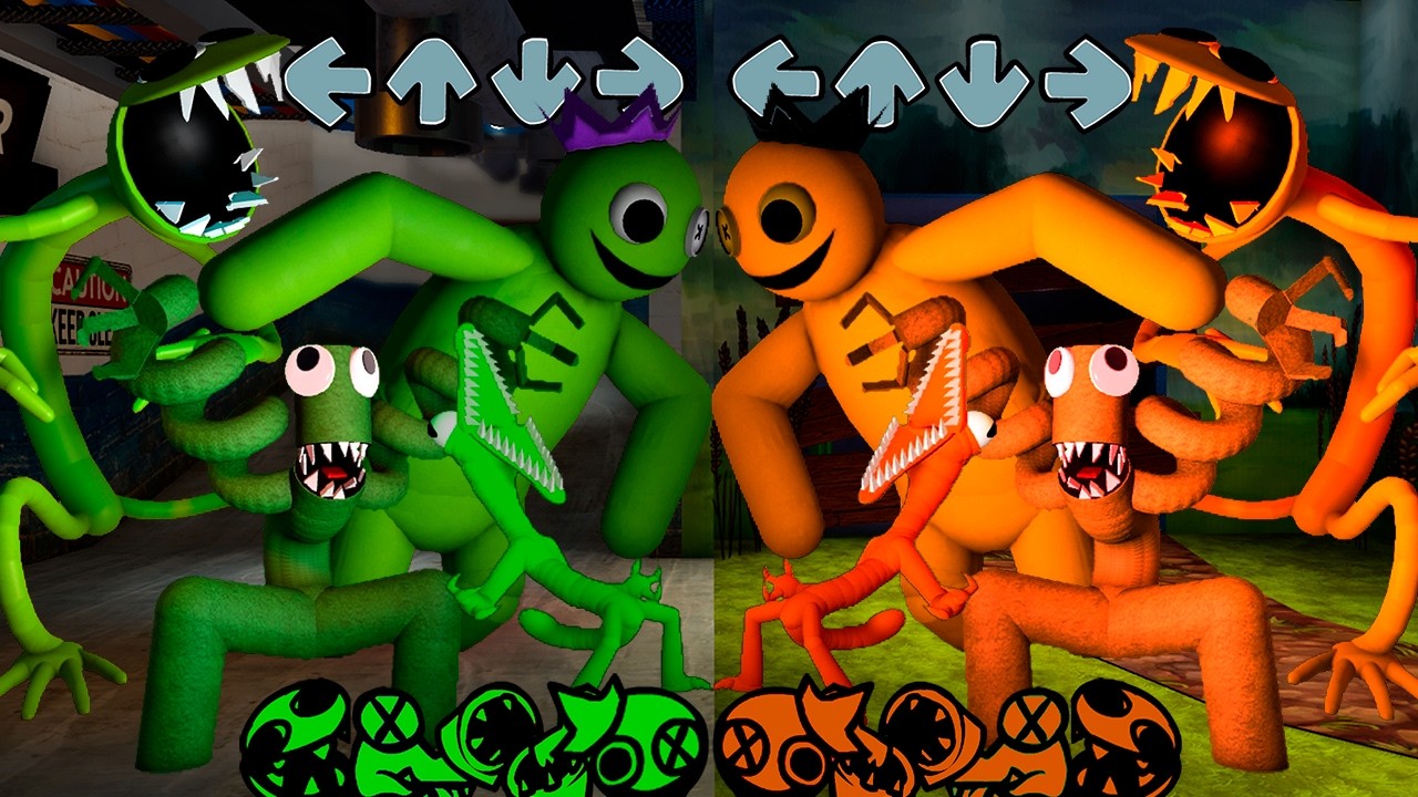 Rainbow Friends ALL Green VS ALL Orange but Full Song - Friday Night Funkin Mod Roblox