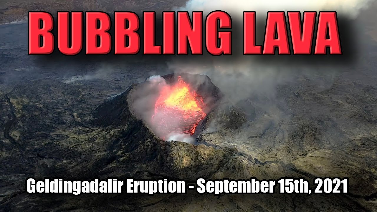 BUBBLING LAVA INSIDE CRATER | Geldingadalir Iceland Volcano |