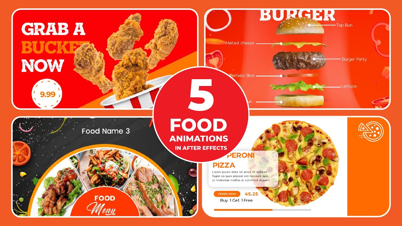 5 Stunning Food Animation Ideas in After Effects | step by step || 4k