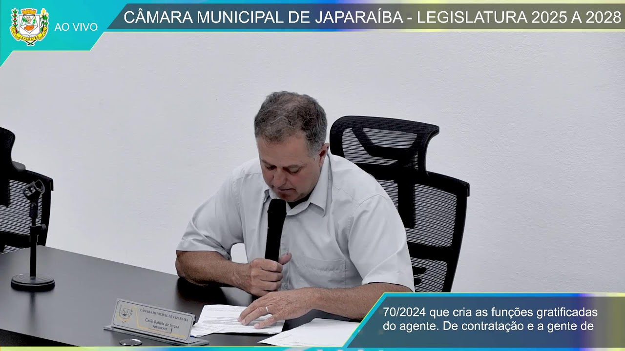 5° Reunião Ordinária da Câmara Municipal de Japaraiba - 09/03/2026