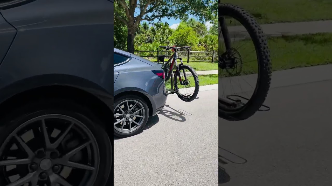 Model 3 with Stealth Trailer Hitch and Bike Rack #tesla #amazonfinds #teslamodel3 #mtb
