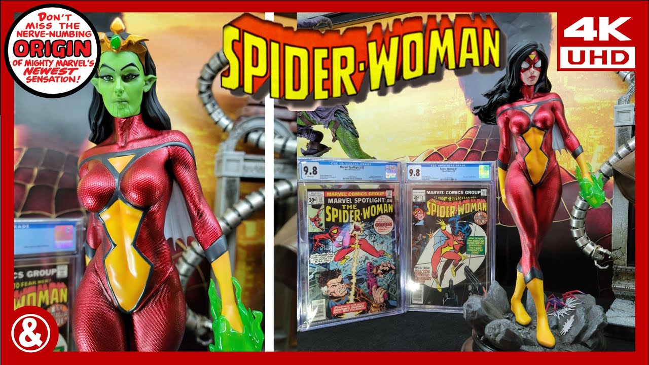 SPIDER-WOMAN STATUE & COMIC BOOK ORIGIN, ANIMATED SERIES INTRO - 4K UHD