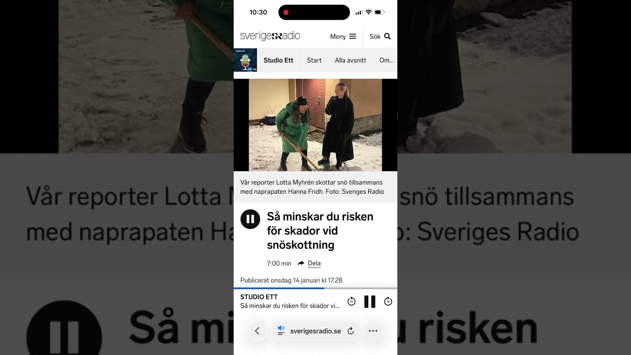 SR STUDIO ETT Så minskar du risken för skador vid snöskottning