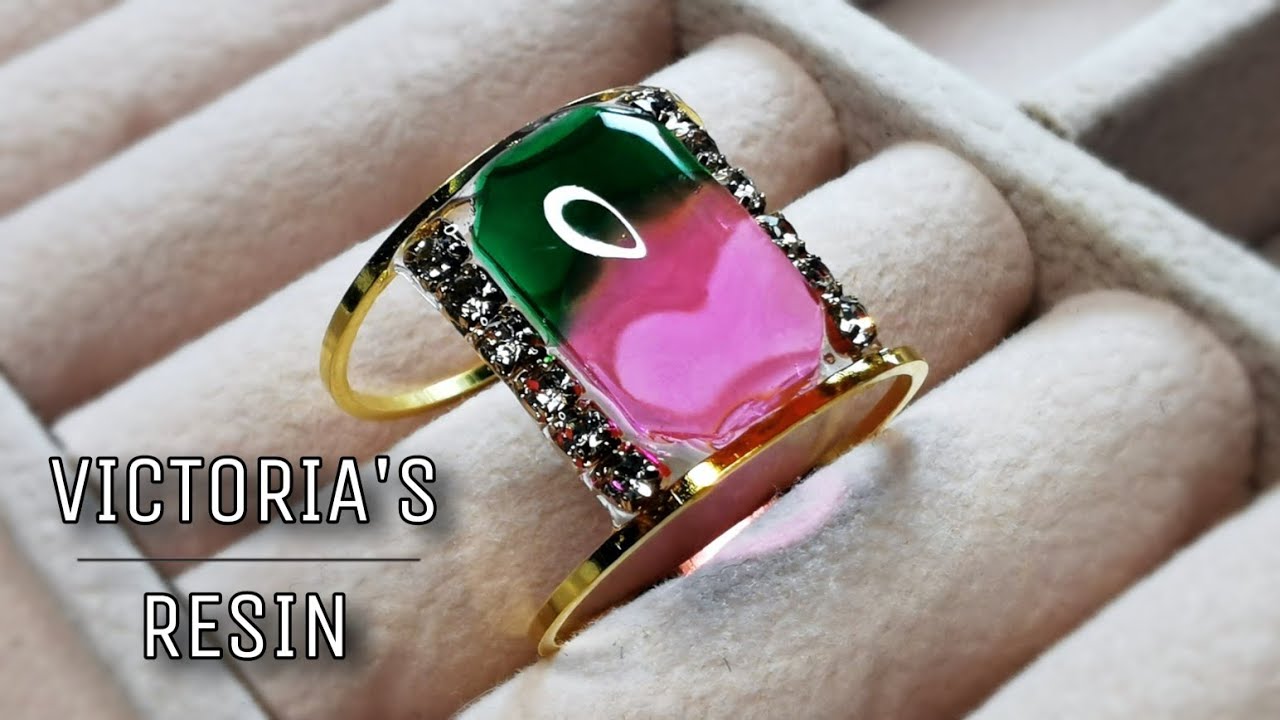 DIY UV Resin Watermelon Tourmaline Ring