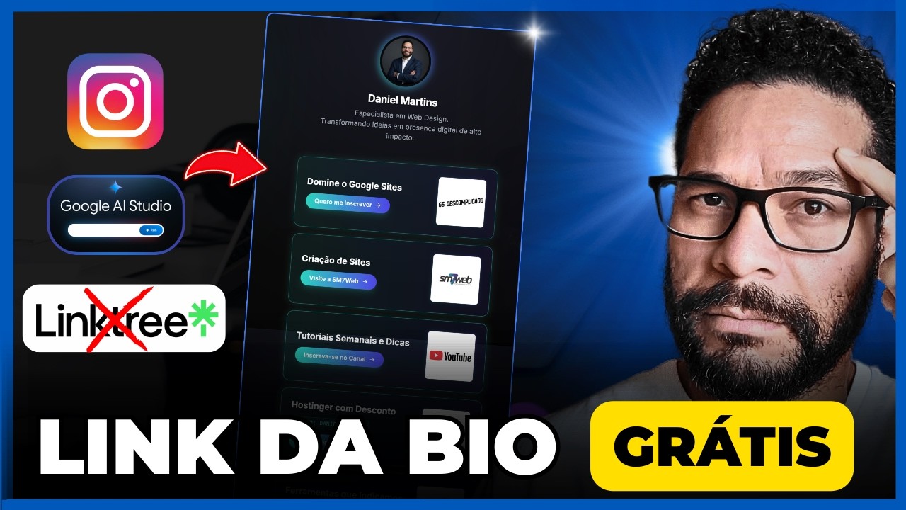 Esqueça o Linktree! Criei um Link na Bio com a Nova IA do Google (Grátis)