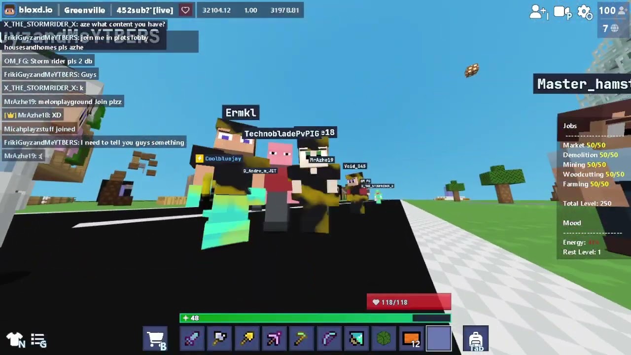 1v1 action in Bloxd.io! Drop your username in chat and jump in!”