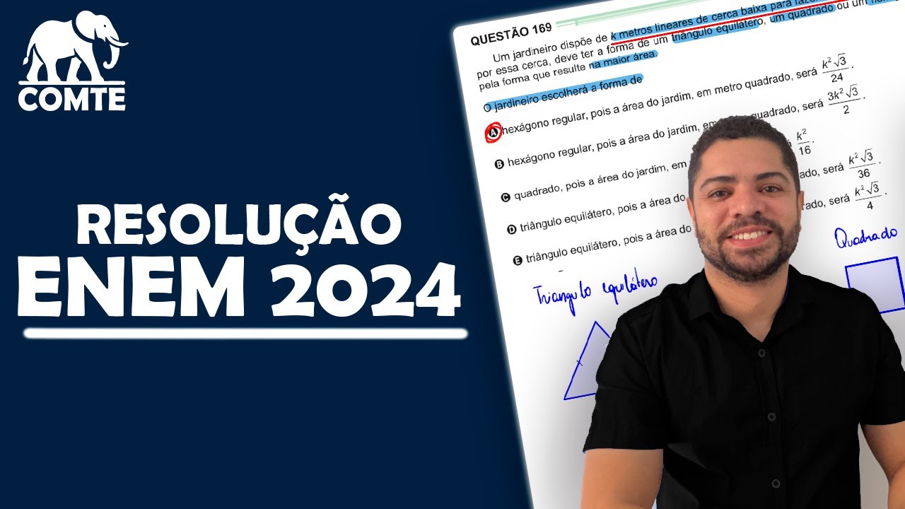 Questão 169 | Prova Verde ENEM 2024 | Um jardineiro dispõe de k metros lineares de cerca baixa para