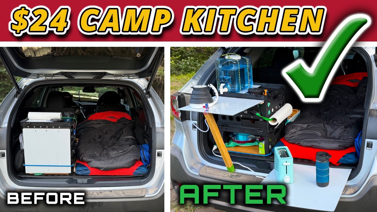 $24 DIY Camp Box for My Subaru | Cooking, Storage & Flip-Up Table!