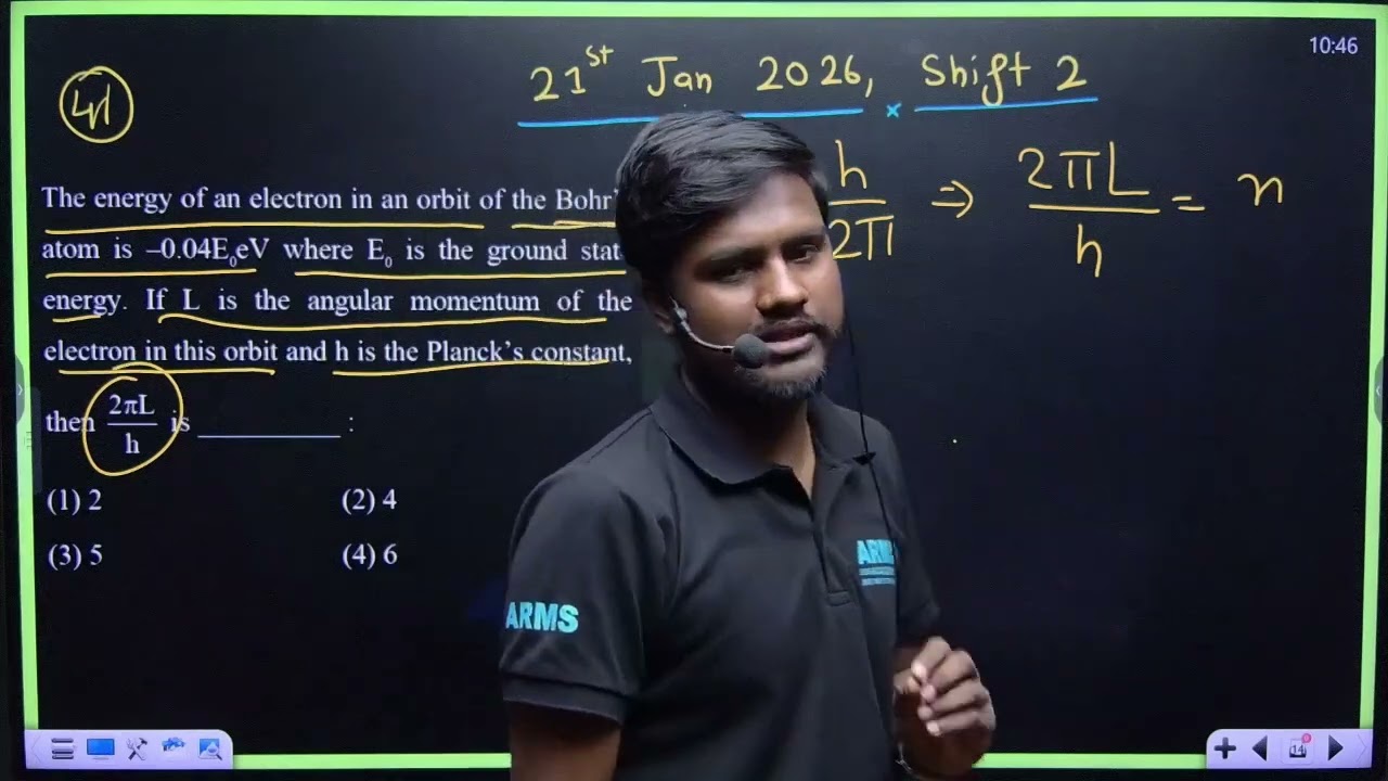 The energy of an electron in an orbit of the Bohr's atom is -0.04E0eV where E0 is the ground state