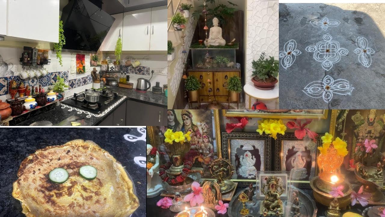 5am-11am vlog |house hold works/ puja/cooking/ home decor 