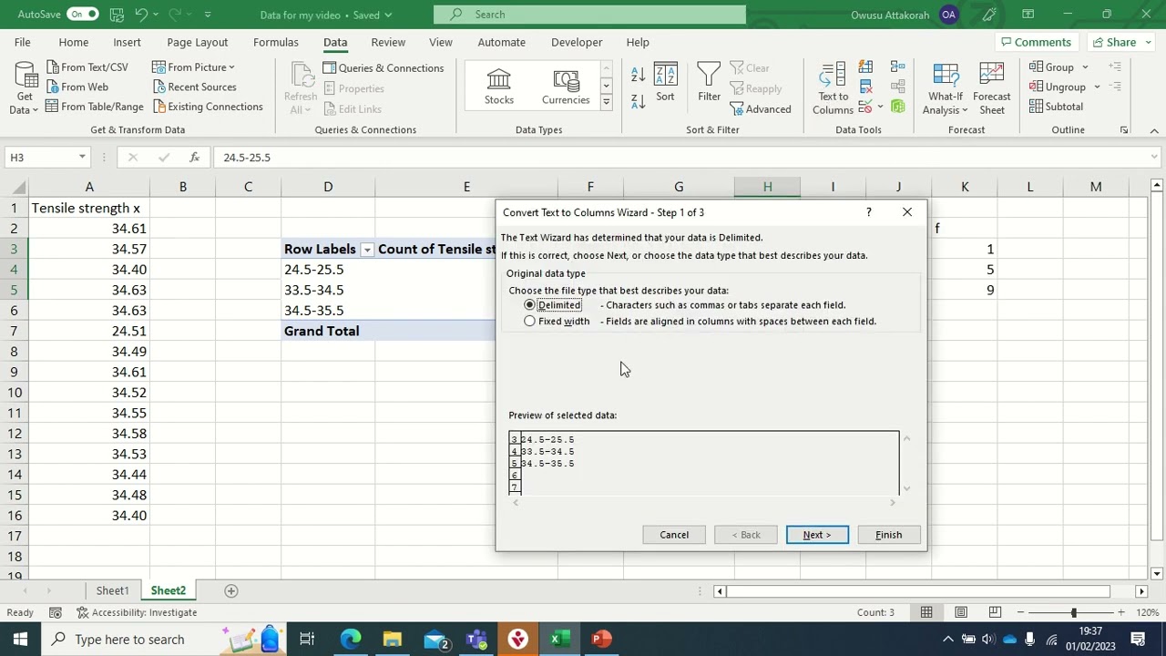 Finding mean of grouped data using pivot table