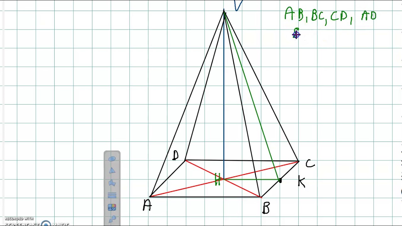 Disegno piramide  quadrangolare regolare