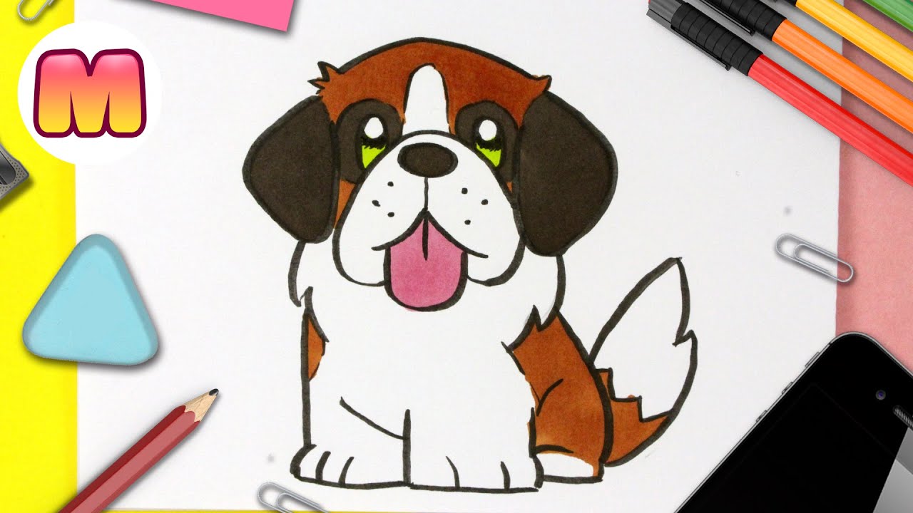 COMO DIBUJAR UN PERRO SAN BERNARDO KAWAII ❤️ Dibujos kawaii faciles ❤️ Aprender a dibujar un perro