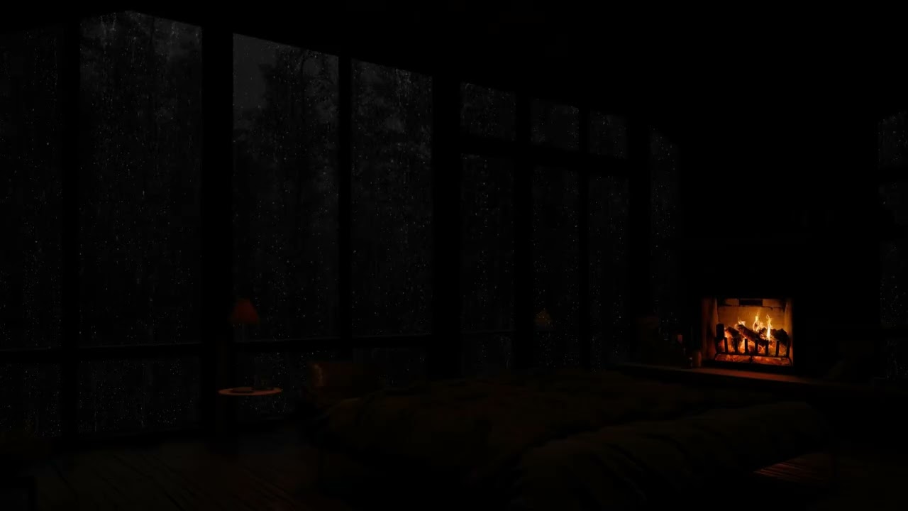 Fireplace and Rain Sounds for Sleeping🔥Relaxing No-Ads Ambience for a Stress-Free, Restful Night🌧️#1
