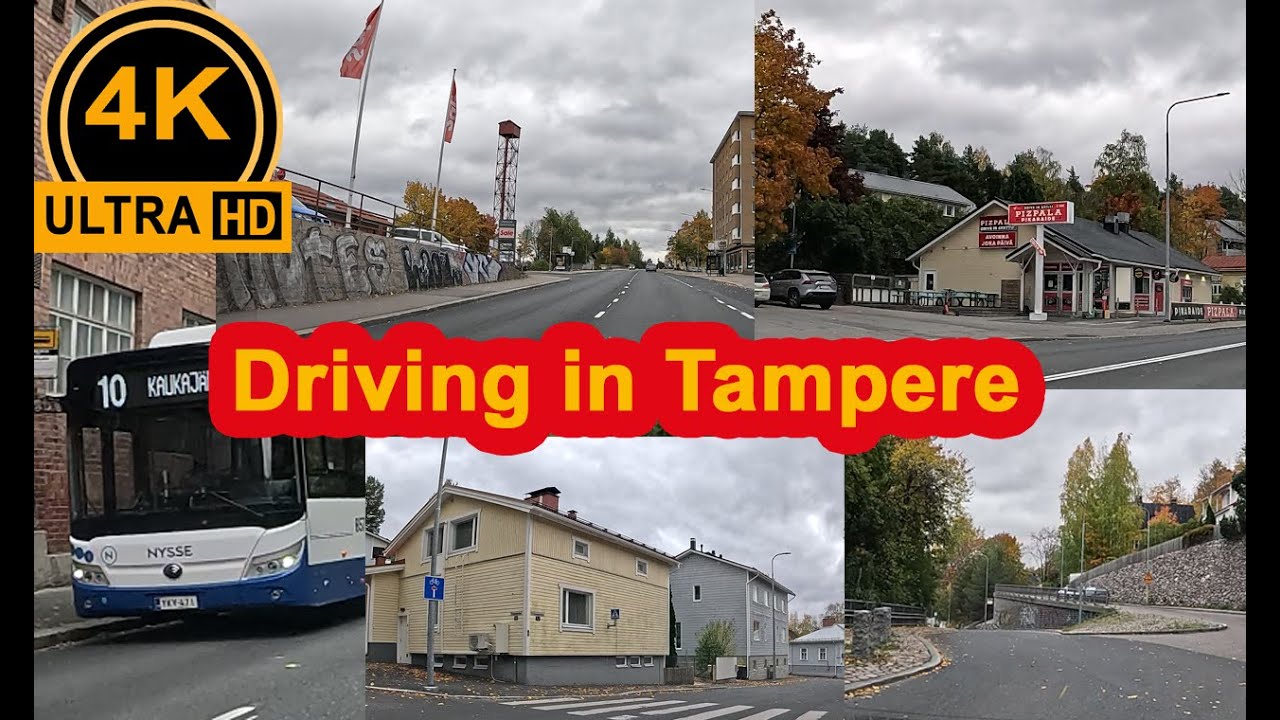 Driving in Finland Tampere - Tahmela / Pispala / Amuri / Rantatunneli