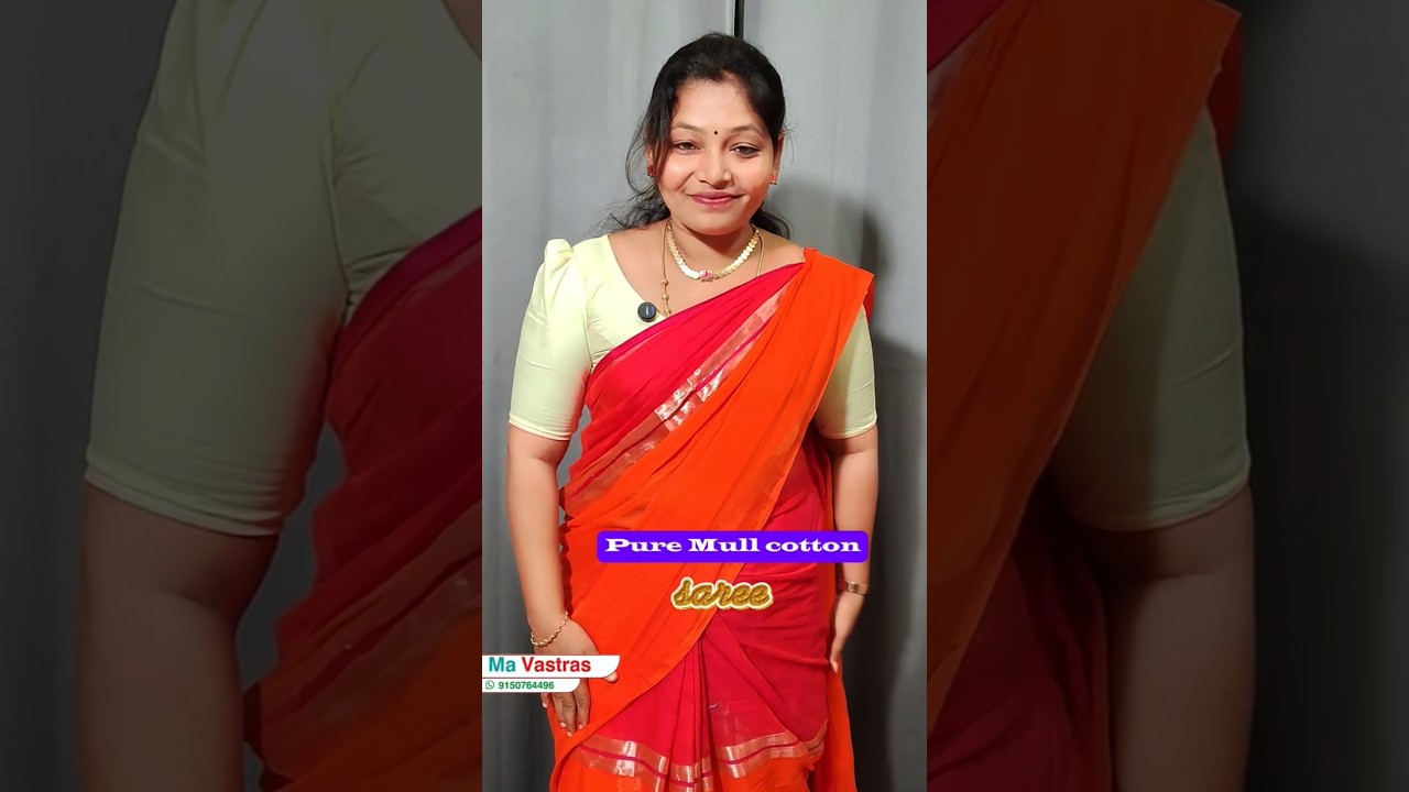 Mull cotton sarees 🥻 trending orange pink sarees only at Mavastras 🌺🎄🥰