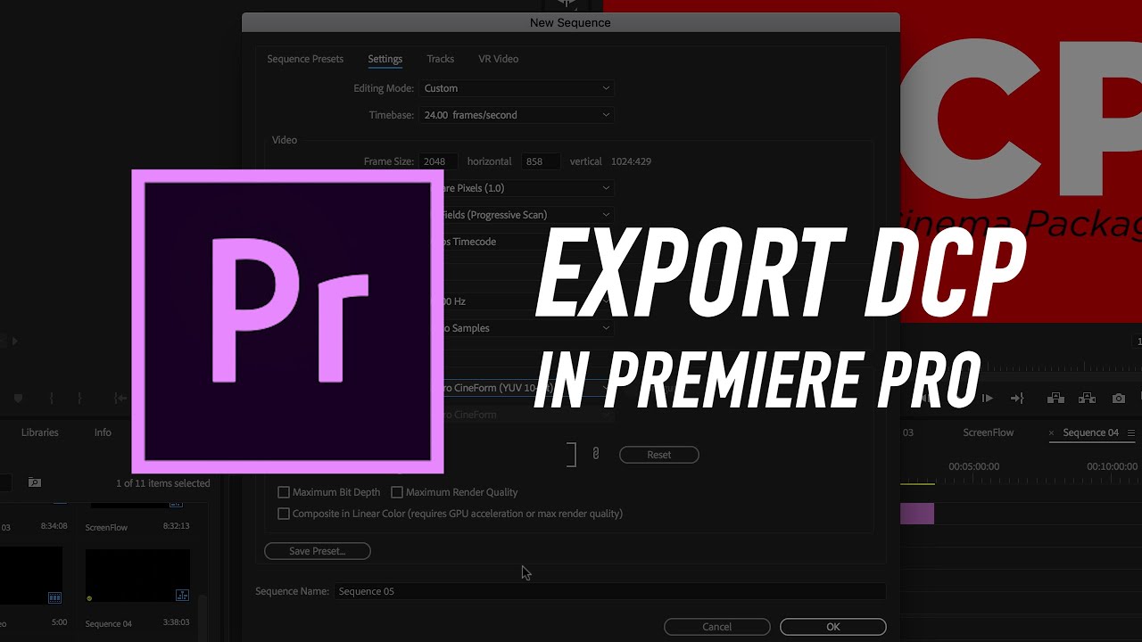 Экспорт DCP в Adobe Premiere Pro для фестиваля/конкурса/театра