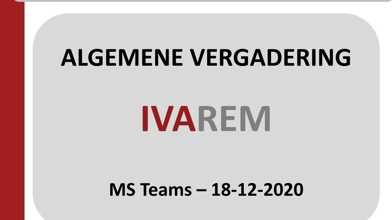 IVAREM Algemene Vergadering 18-12-2020
