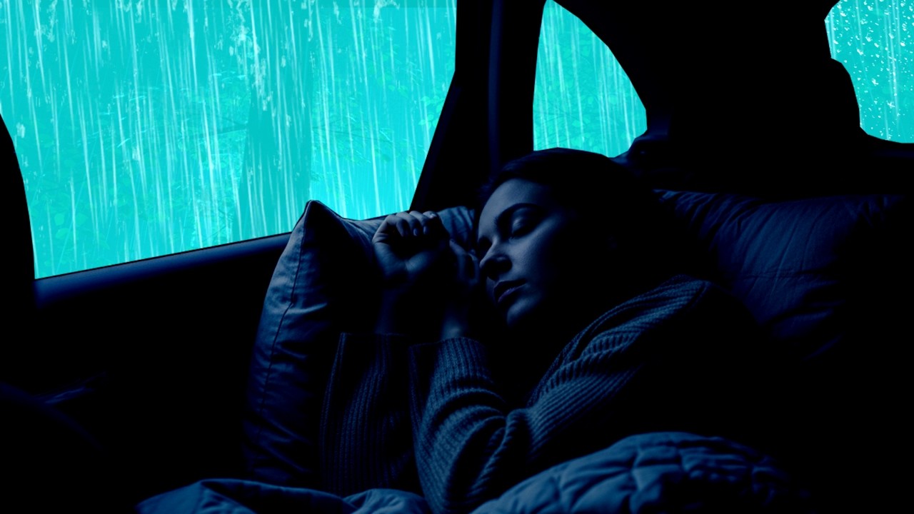 🌧️ Night Therapy: Soothing Rain & Low Thunder Echo on a Comfortable Car for Deep Rest