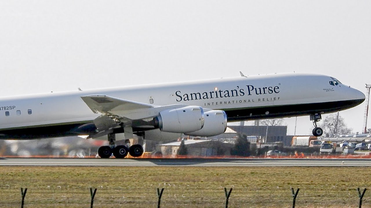 53-YEAR-OLD PLANE | Samaritan's Purse Douglas DC-8-72CF (N782SP) HEAVY Takeoff From Belgrade Airport